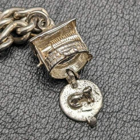 British vintage sterling silver charm bracelet 28g